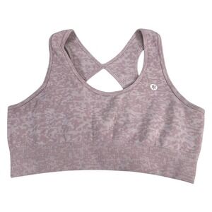 Astoria Activewear Sports Bra Womens Medium Pink Camo Racerback Seamless Ribbed